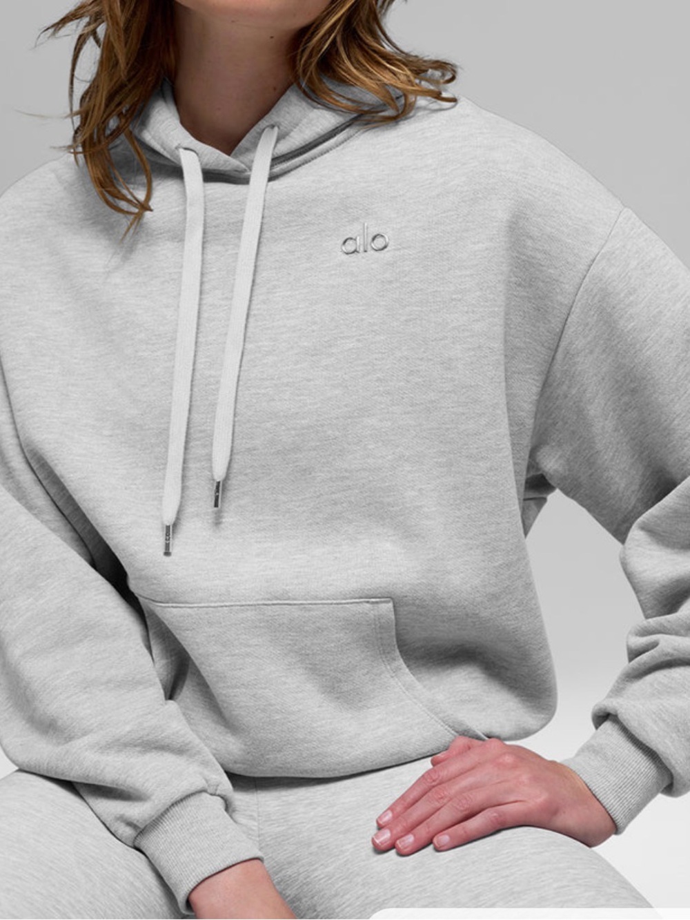 ALO Yoga Light Gray Pullover Hoodie small